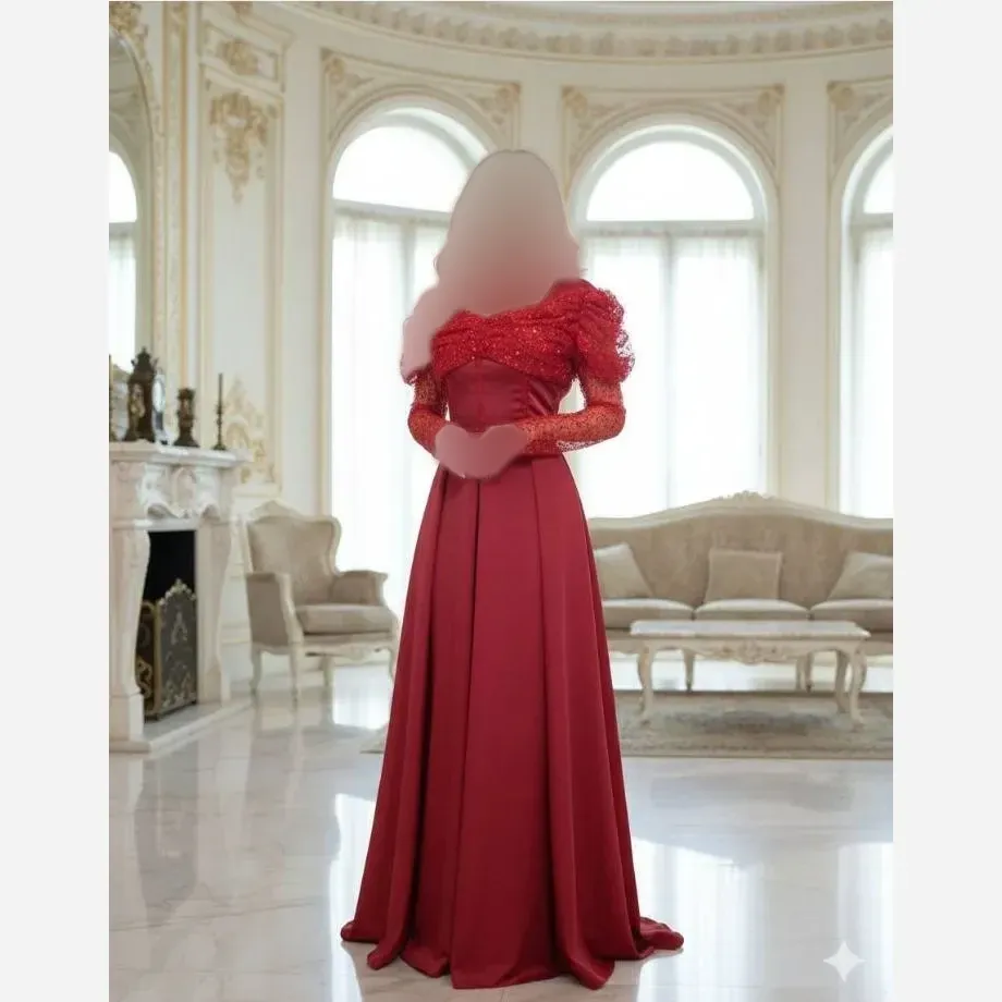 لباس مجلسی زنانه ساتن آمریکایی و جسمیکو قد 165 سایز 40 تا 48