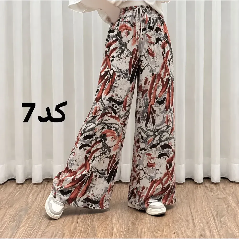 شلوار راحتی نخی پارچه خارجی فری سایز مناسب تا سایز 50