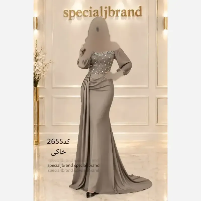 ماکسی مجلسی ژانت جنس ساتن جولیا کاپ دار