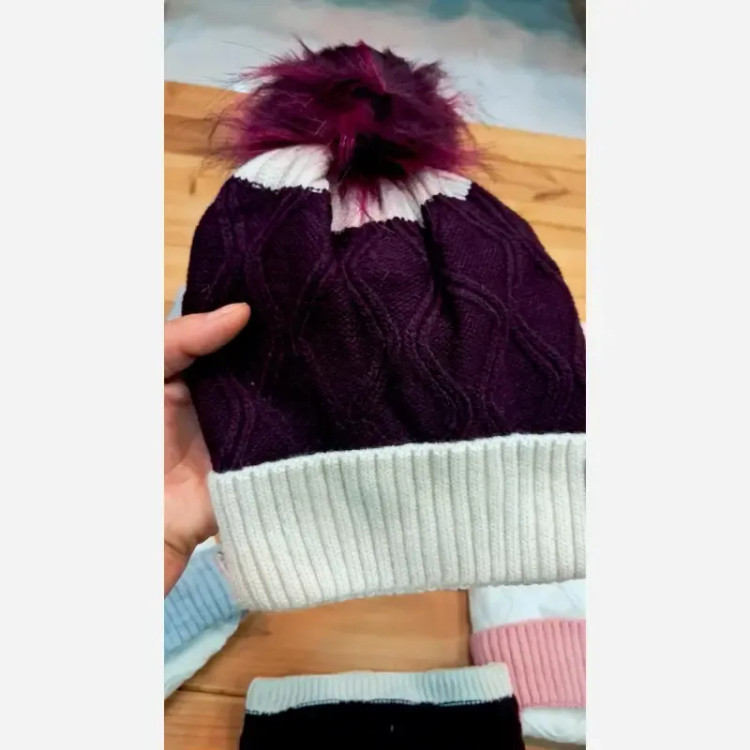 ست کلاه و شال رینگی بافت و داخل خز بچگانه مناسب 1 تا 4 سال