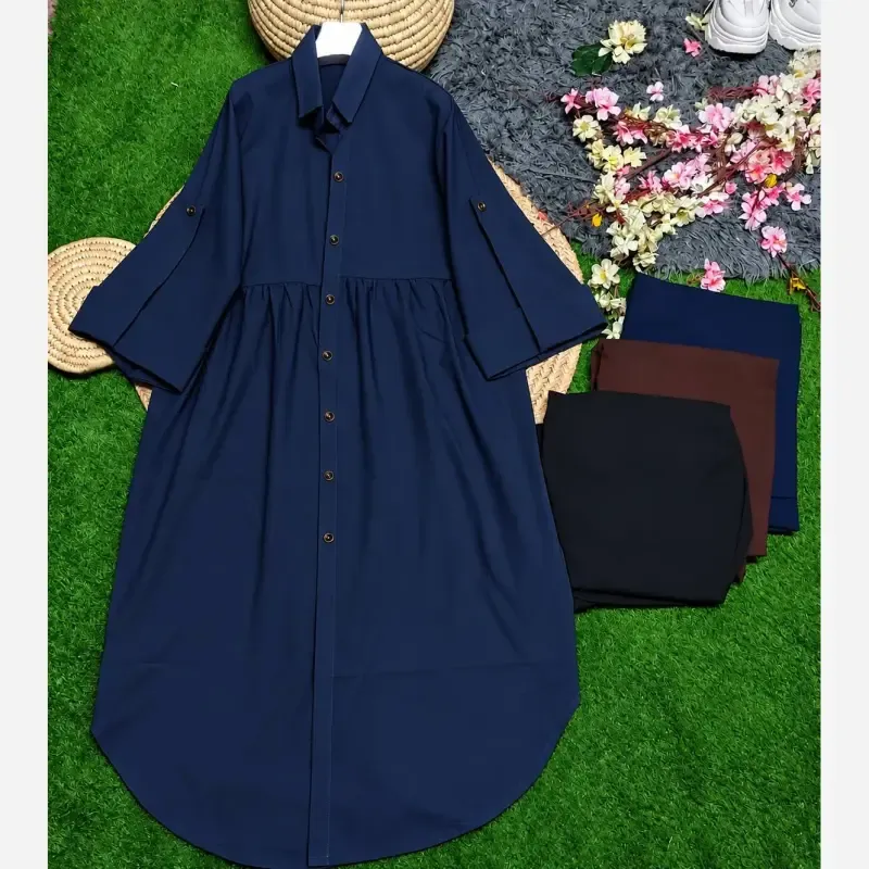 کفتان جلو دکمه آستین پاگون لینن اعلا فری سایز