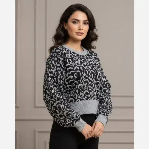 کراپ بافت پلنگی زنانه آکریل درجه یک فری سایز
