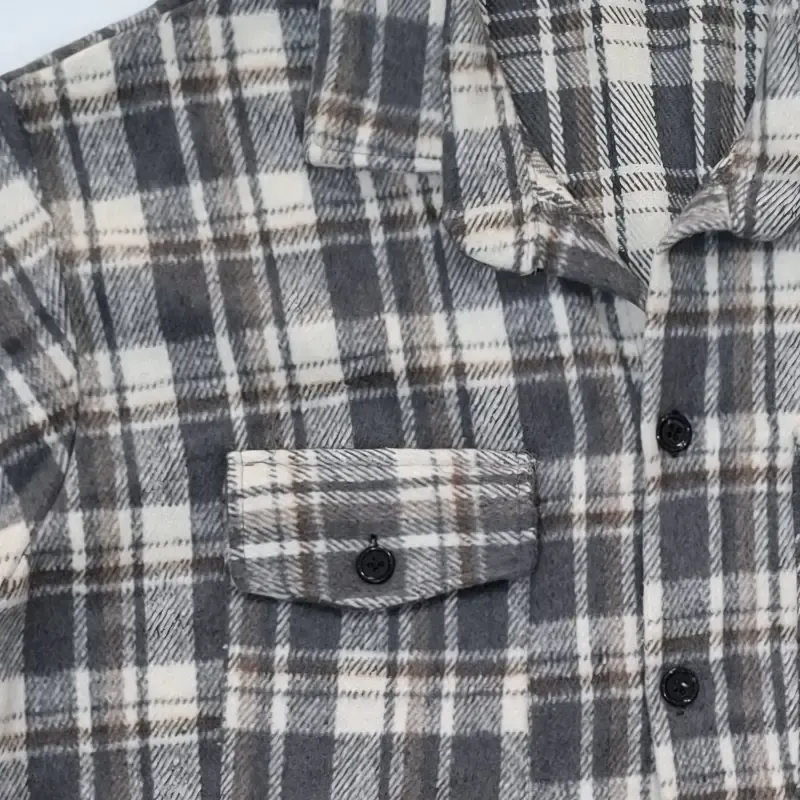 شکت پشمی مردانه چهارخونه پاییزه طوسی سایز 2XL و 3XL